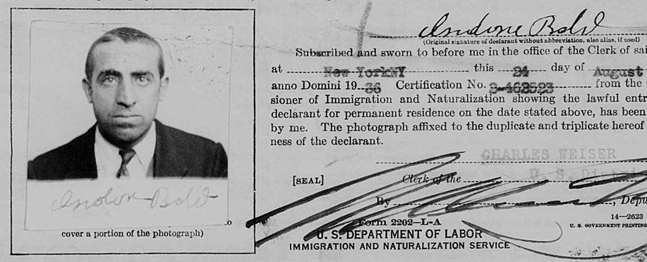 Isidore Bald’s photograph on his 1936 declaration of intention