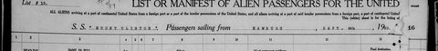 SS Mount Clinton, Hamburg to New York, September 1923: the head of the passenger list.