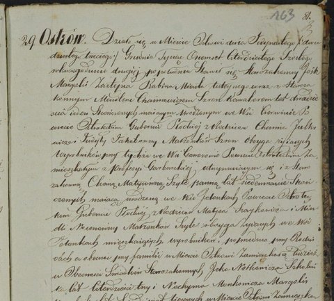 Ostrów Mazowiecka Jewish marriages 1846, act 29: Mendel Szron, 21, a tanner born in Czerwin, son of “Chaim Julkowicz and Judyta Jakubówna”, 